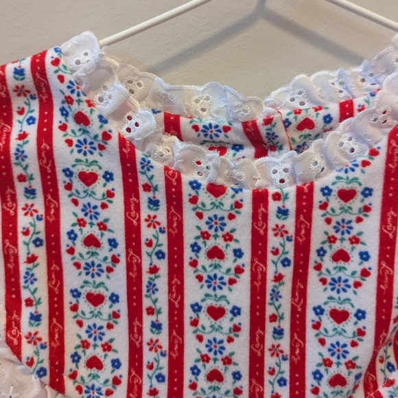 Lanz of Slazburg Flannel Striped Floral Long Nightgown - Picture 12 of 14